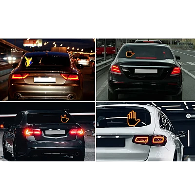 Semn LED Auto cu Telecomanda , design mana, 4 moduri de utilizare